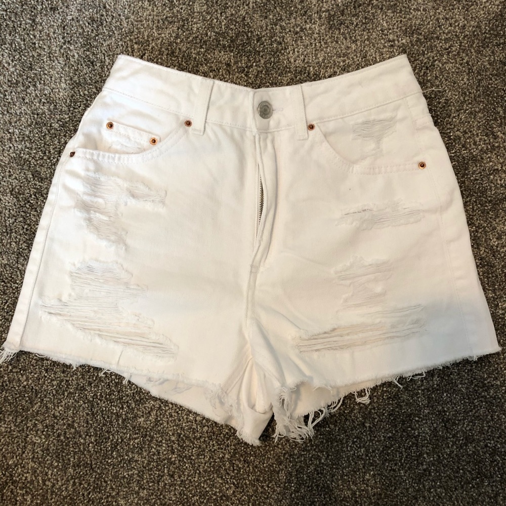 white denim shorts